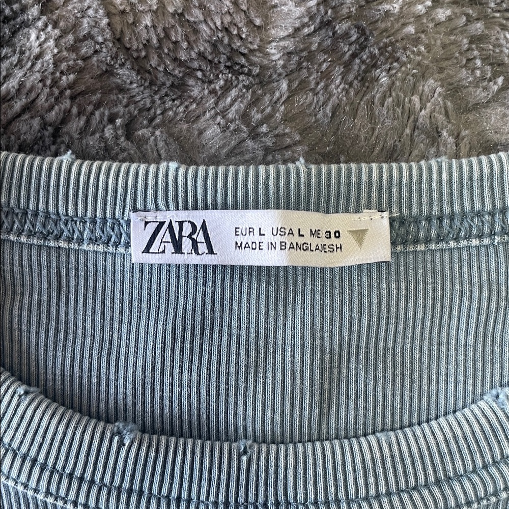 Zara Sky Blue Ribbed Top - Picture 2 of 2